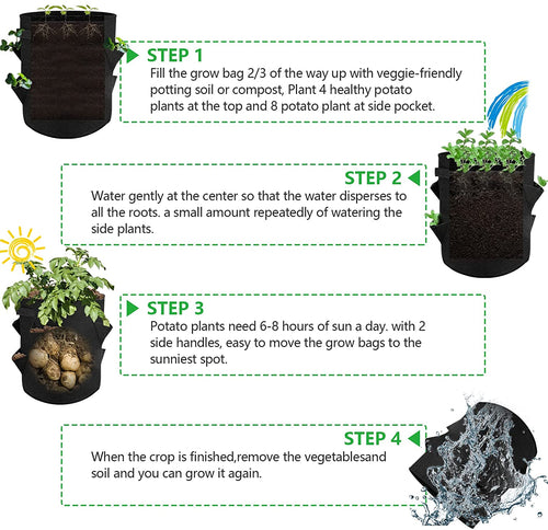 3 Pack Heavy Duty 10-Gallon Garden Growing Bags