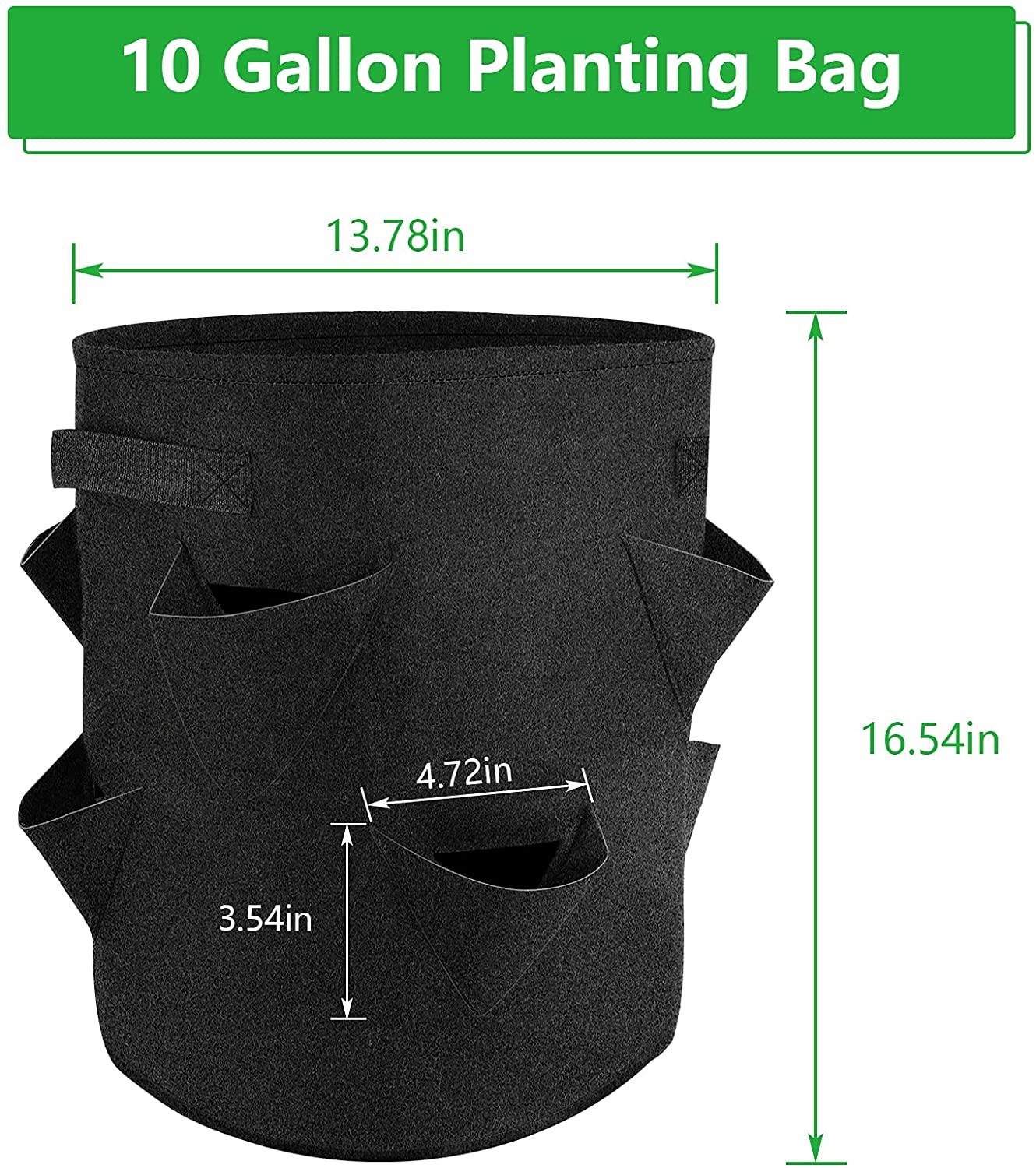 3 Pack Heavy Duty 10-Gallon Garden Growing Bags