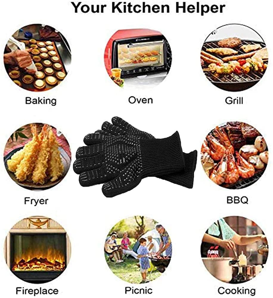 Ultra High Heat Resistant Gloves Mitts for Oven Barbecue Smoker