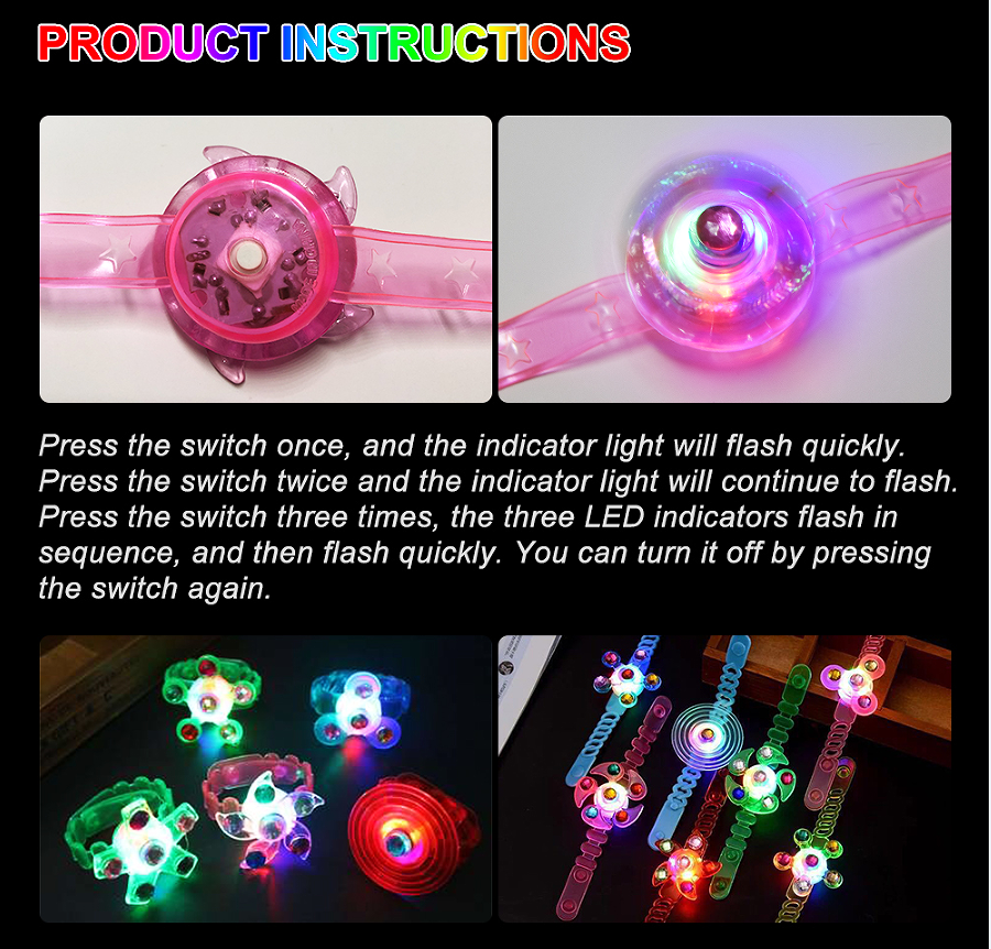 16 Pack Party Bracelets LED Light Up Fidget Spinner Bracelet