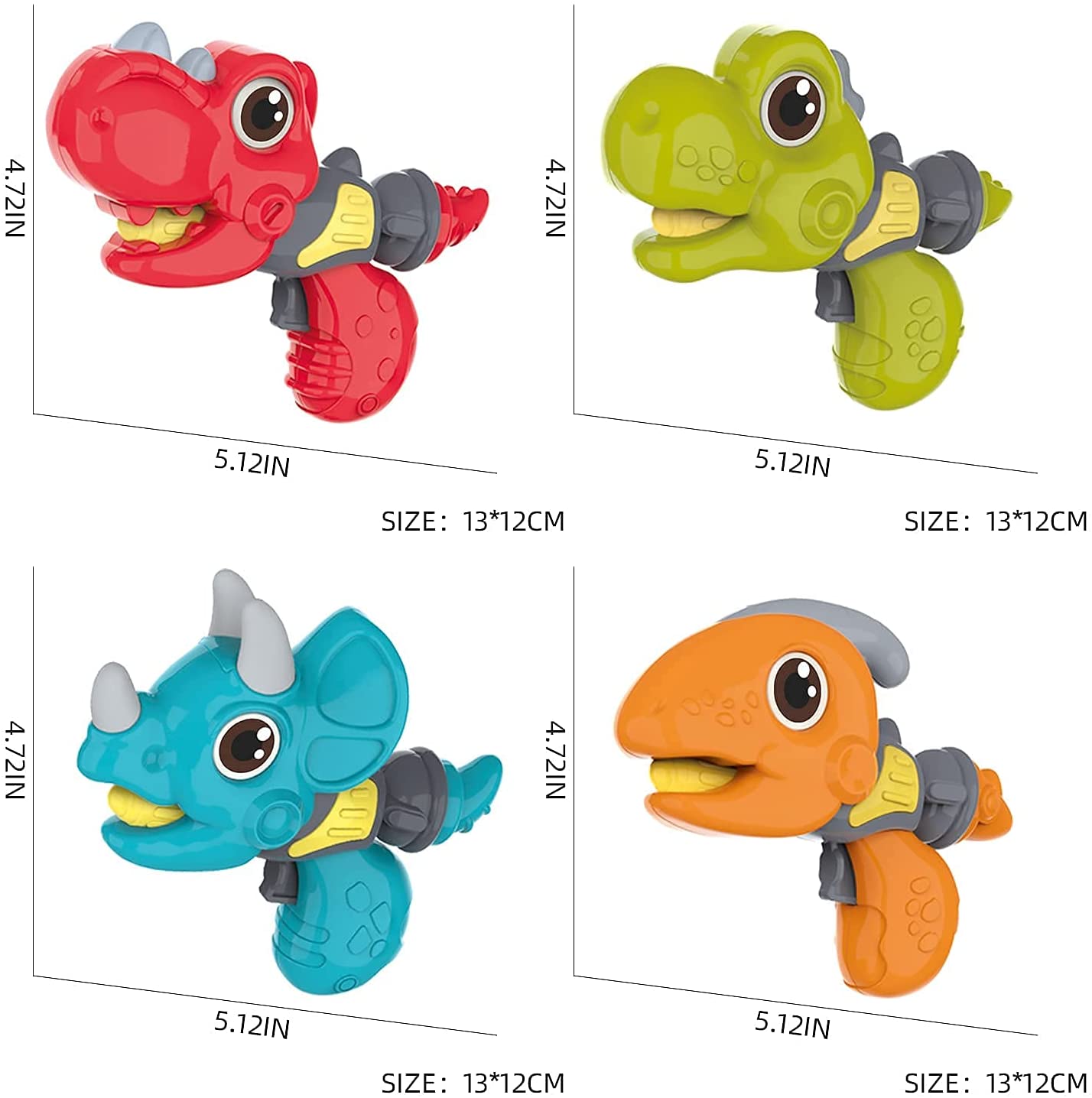 ON SALE!!! 6 Pack Dinosaur Mini Gun Toy Set with Light and Music - 6 Different Colors