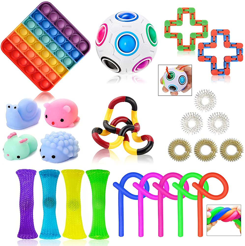 Clearance Sale!!! 24 Pieces Fidget Toys Stretchy Strings Mochi Squishies Twist Fidget Toy Pop It