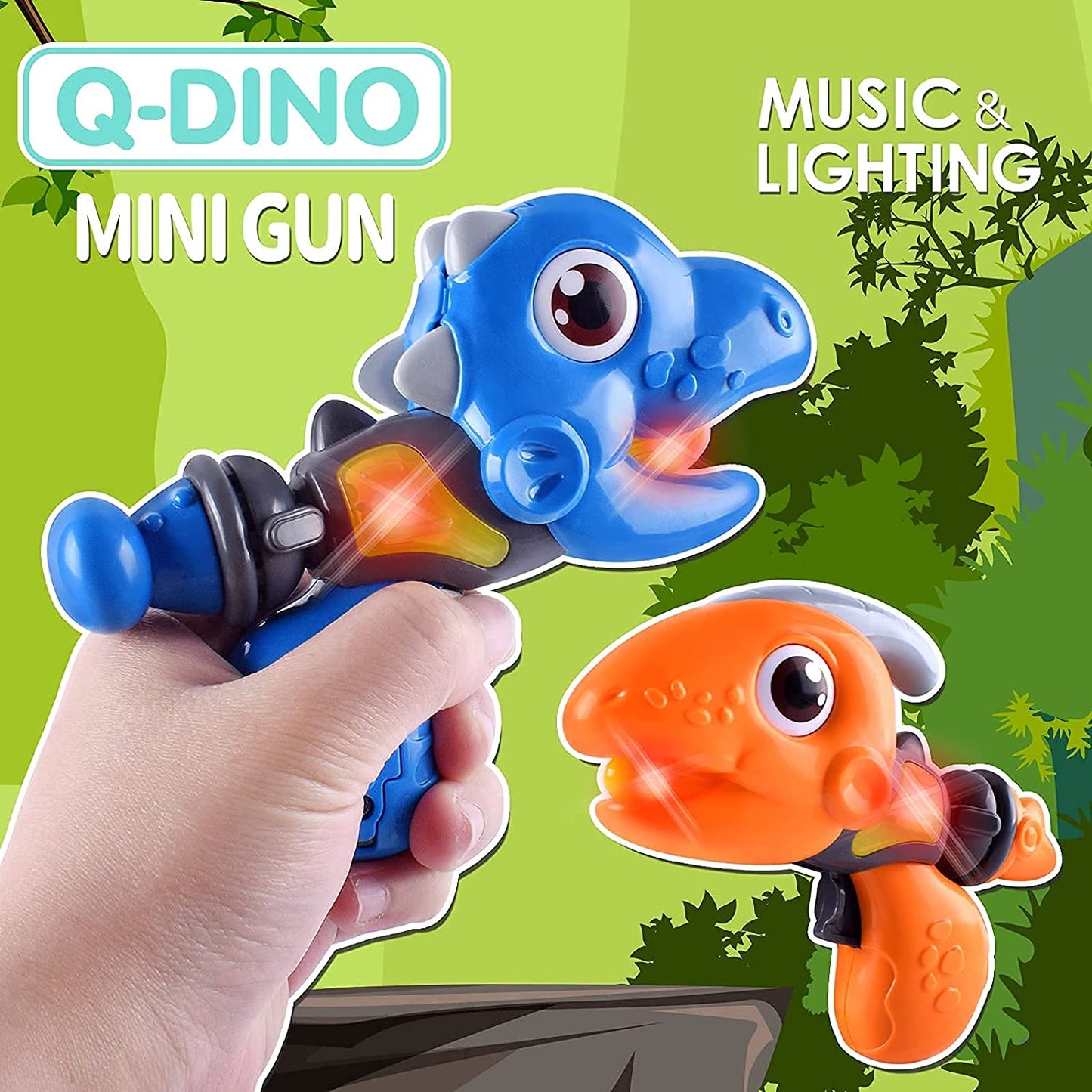 ON SALE!!! 6 Pack Dinosaur Mini Gun Toy Set with Light and Music - 6 Different Colors