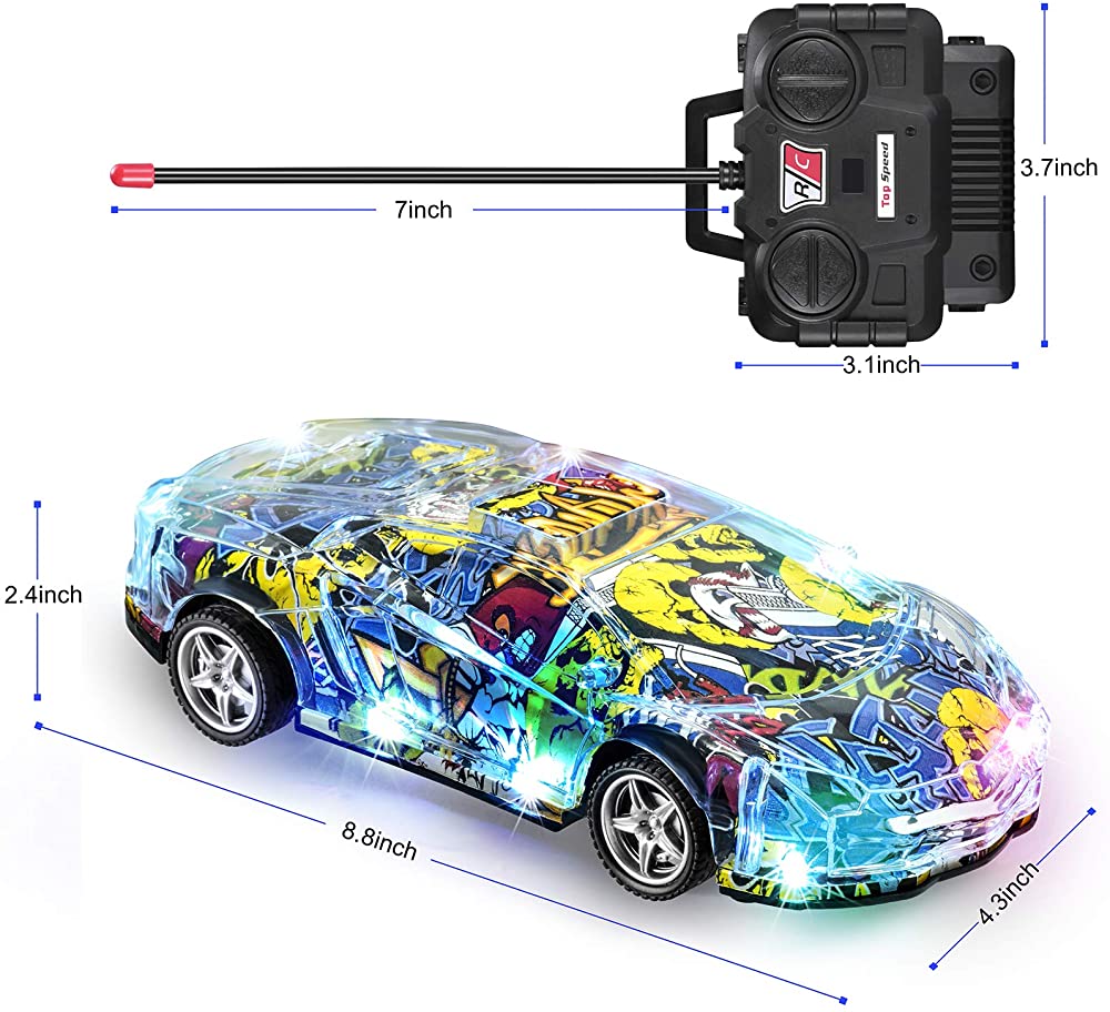 Remote Control Car Graffiti Design with Colorful Lights RC Car 1/18