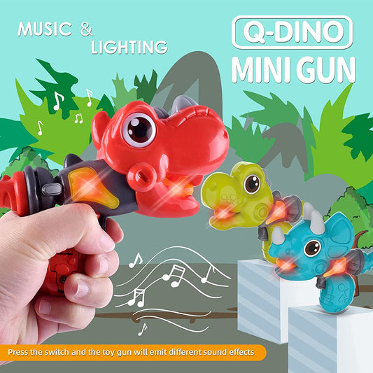 ON SALE!!! 6 Pack Dinosaur Mini Gun Toy Set with Light and Music - 6 Different Colors